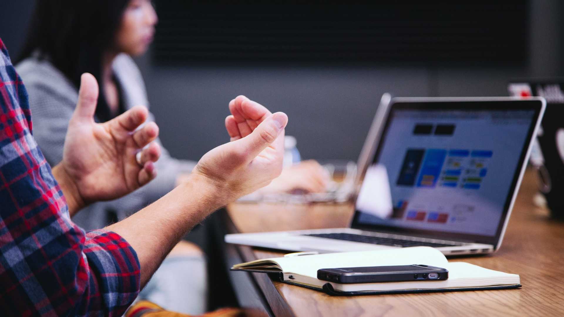 A person using a laptop