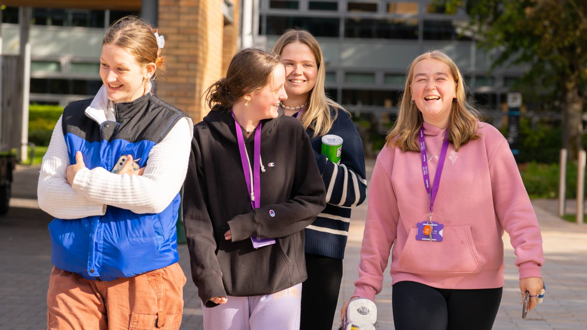 Students walking and laughing on Induction Week